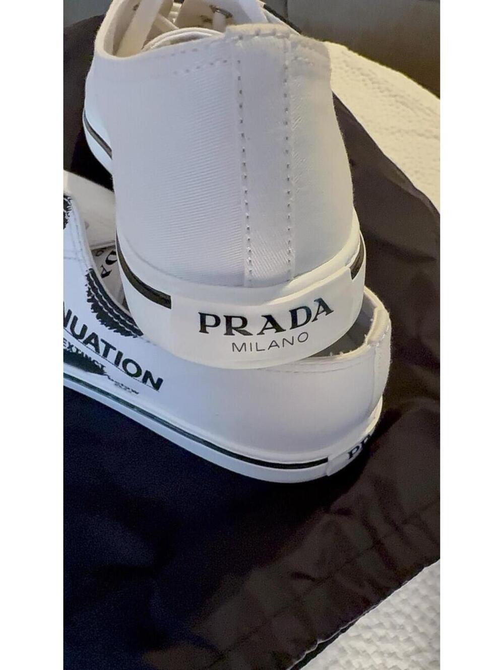 PRADA SNEAKERS SHOES 1E617M WHITE GABARDINE POLKA NEW WITH BOX SIZE 40 - Picture 6 of 9